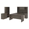 Bestar Bestar Logan 66W U-Shaped Desk with Hutch, Lateral File Cabinet, and Bookcase in bark grey 46851-47 - alternate 1